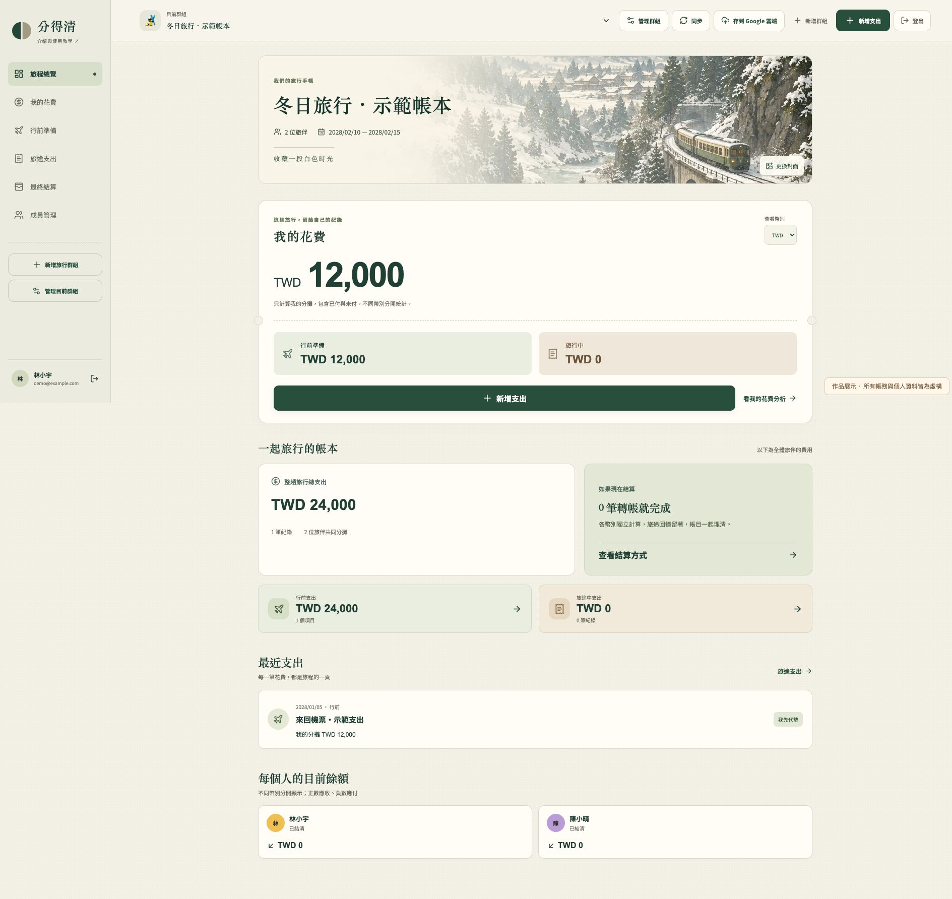 完整帳本與分攤摘要